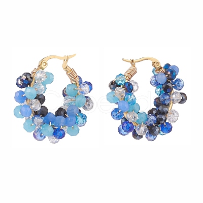 Glass Beaded Braided Hoop Earrings EJEW-JE04896-1