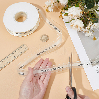 Happy Birthday Polyester Ribbons SRIB-WH0011-341A-1