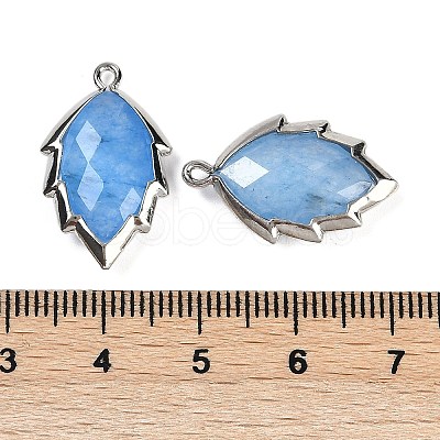 Dyed Natural Jade Faceted Leaf Pendants G-I375-04P-17-1