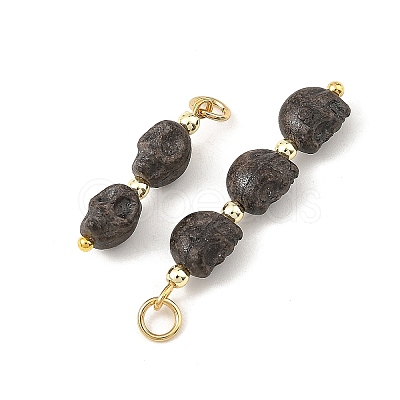 Halloween Handmade Porcelain & Electroplate Non-magnetic Synthetic Hematite Pendants PALLOY-JF06071-02-1