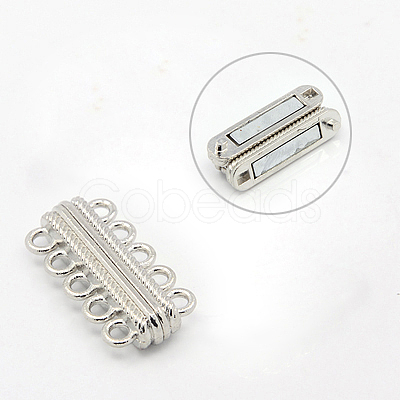 Alloy Magnetic Clasps with Loops PALLOY-E281-P-1