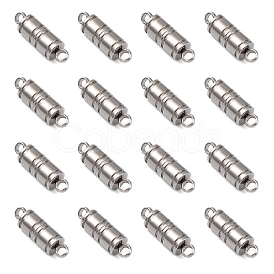 Tarnish Resistant Column 304 Stainless Steel Magnetic Clasps with Loops X-STAS-I028-1