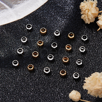 500Pcs 2 Colors 316 Surgical Stainless Steel Rondelle Crimp Beads STAS-BBC0008-72-1