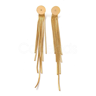 Brass Snake Chain Tassel Stud Earring Findings KK-G510-20G-1