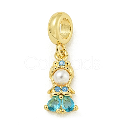 Rack Plating Brass & Cubic Zirconia & ABS Plastic Pearl European Pendants KK-Z067-61D-G-1