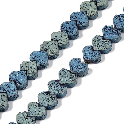 Electroplated Natural Lava Rock Beads Strands G-Q1009-G01-02B-1