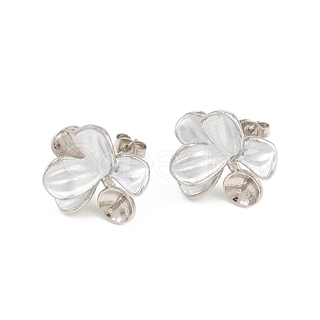 Brass Enamel Stud Earring Findings KK-CBA58F9-01P-04-1