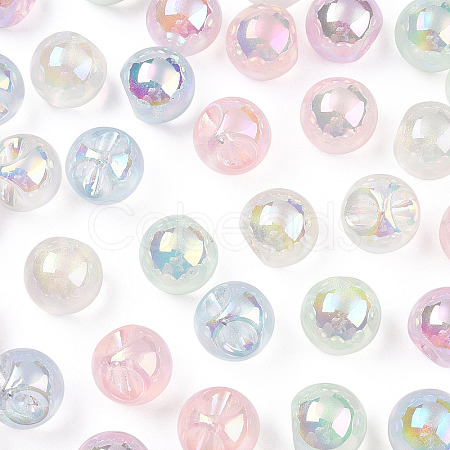 UV Plating Rainbow Iridescent Acrylic Beads OACR-P015-04B-1