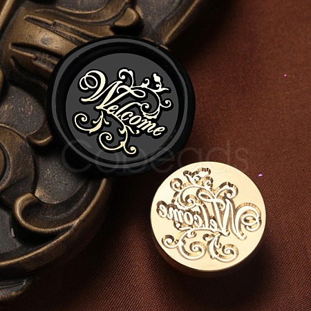 Welcome Wax Seal Brass Stamp Heads AJEW-M038-01K-G-1