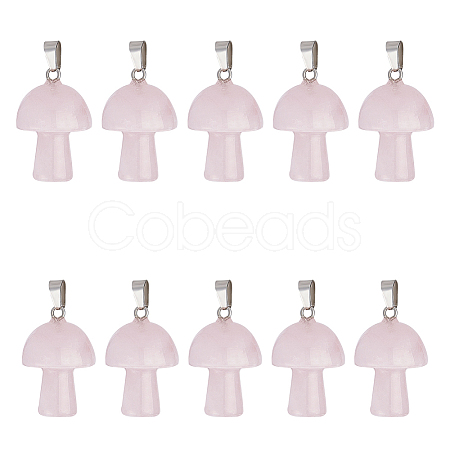 10Pcs Natural Rose Quartz Pendants G-UN0001-18A-1