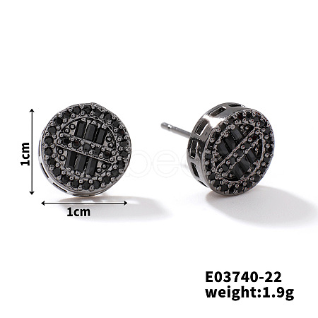 Chic Brass Cubic Zirconia Stud Earrings ZD1304-14-1