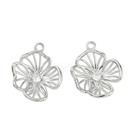 Brass Micro Pave Clear Cubic Zirconia Pendants KK-K351-73P-1