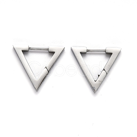 Tarnish Resistant 304 Stainless Steel Triangle Huggie Hoop Earrings STAS-J033-02C-P-1