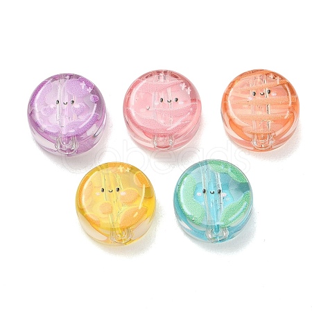 10Pcs Printed Transparent Acrylic Beads AC-CBA36B6-01-1