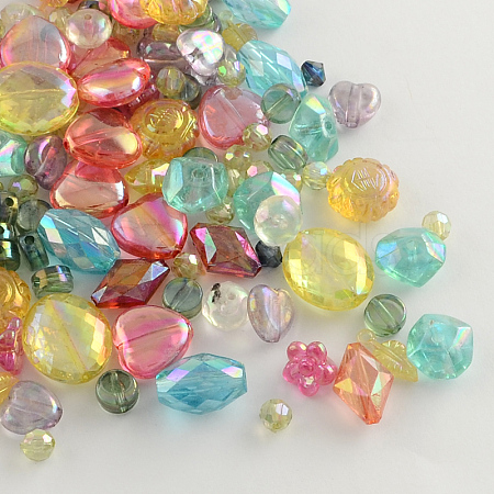 Mixed AB-Color Transparent Acrylic Beads MACR-R546-23-1