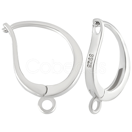 Anti-Tarnish 2 Pairs Rhodium Plated 925 Sterling Silver Hoop Earring Findings STER-BBC0005-98-1