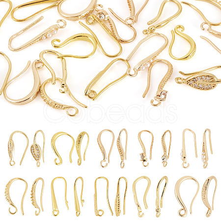 20Pcs 10 Styles Brass Earring Hooks KK-TA0002-46-1
