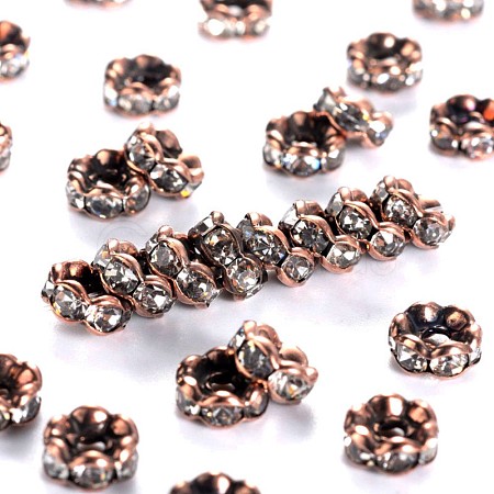 Brass Rhinestone Spacer Beads RB-A014-L6mm-01R-NF-1