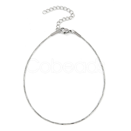 304 Stainless Steel Snake Chain Anklets AJEW-G024-07P-1