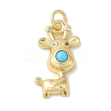 Rack Plating Brass Micro Pave Cubic Zirconia Enamel Pendants KK-K377-88G-01-1