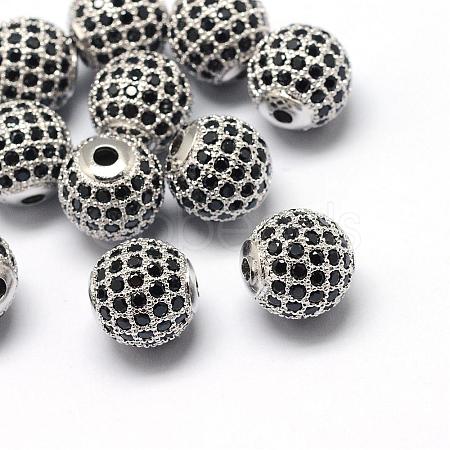 Rack Plating Brass Cubic Zirconia Beads ZIRC-S001-10mm-B03-1