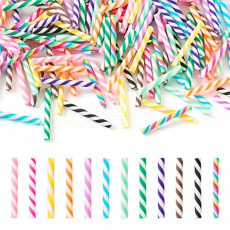 120Pcs 12 Colors Two Tone Handmade Polymer Clay Simulation Chocolate Stick CLAY-TA0001-43-1