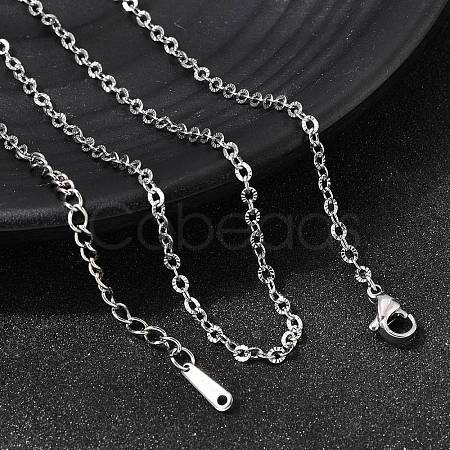 12Pcs 2.4MM 304 Stainless Steel Textured Cable Chain Necklaces for Men Women NJEW-H093-18P-04-1