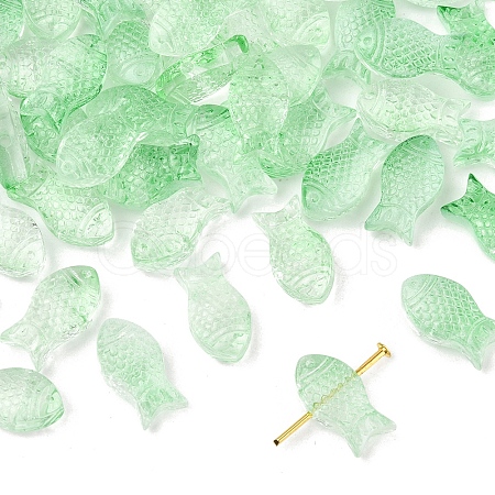 50Pcs Transparent Spray Painted Glass Beads GLAA-FS0002-06F-1