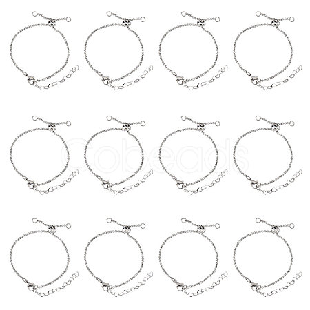 12Pcs 304 Stainless Steel Rolo Chain Slider Bracelet/Bolo Bracelets Making MAK-UN0001-19-1