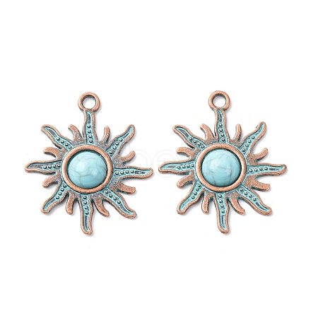 Alloy with Synthetic Turquoise Pendants FIND-B055-01E-1
