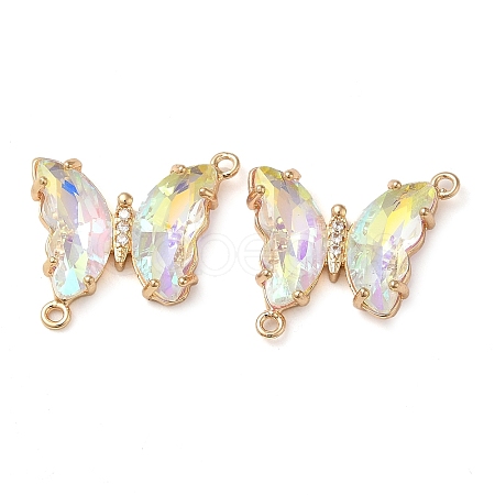 Brass Pave Faceted Glass Connector Charms FIND-Z020-04P-1