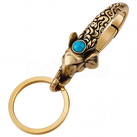 Elephant Brass Synthetic Turquoise Lobster Claw Clasps KK-WH20002-20C-1