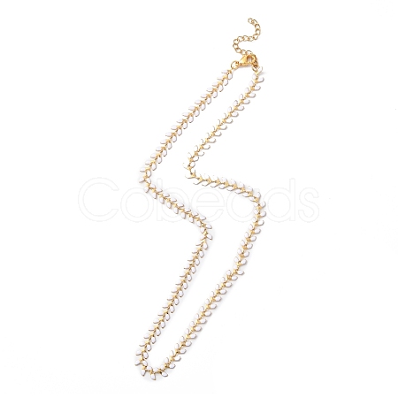 Enamel Ear of Wheat Link Chain Necklace NJEW-P220-02G-05-1
