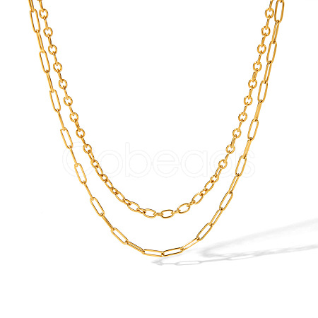 Stainless Steel Double Layer Necklaces for Women PW-WG2F46D-03-1