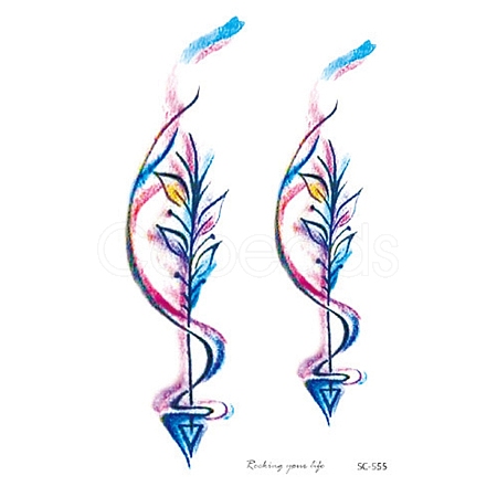 Feather Pattern Removable Temporary Tattoos Paper Stickers PW-WG48756-05-1