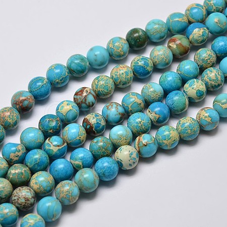 Natural Imperial Jasper Beads Strands X-G-I122-8mm-10-1