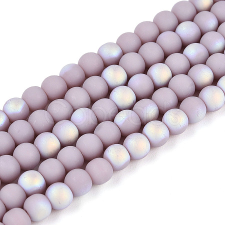 Frosted Opaque Glass Beads Strands GLAA-T032-P4mm-MBB07-1