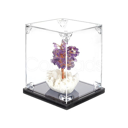 Acrylic Minifigures Display Cases with Black Base ODIS-WH0079-068A-1