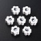 Handmade Polymer Clay Beads, for DIY Jewelry Crafts Supplies, Flower with Yinyang, White, 8~9x7.5~8.5x4~4.5mm, Hole: 1.6~1.8mm