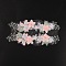 Polyester Embroidery Costume Accessories, Sewing Craft Decoration, with ABS Imitation Pearl & 3D Organza Flower, Pink, 155x305x5mm