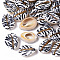 Printed Natural Cowrie Shell Beads, No Hole/Undrilled, with Zebra-stripe Pattern, Black, 18~21x12~15x7mm