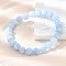 Natural & Dyed White Jade Bead Stretch Bracelets, Imitation Aquamarine, Round, Dyed, 2-1/8 inch~2-3/8 inch(5.5~6cm), Bead: 8mm