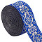 Gorgecraft Ethnic Style Polyester Silk Grosgrain Ribbon, Double-Face, Floral Pattern, Blue, 1/8 inch(3.3mm), about 7.66 Yards(7m)/Bag