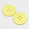 Resin Buttons, Dyed, Flat Round, Yellow, 34x4mm, Hole: 3mm, 98pcs/bag