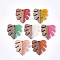 Resin & Wood Pendants, Tropical Leaf Charms, Monstera Leaf Pendant, Mixed Color, 30x28x3.5mm, Hole: 2mm