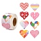 Valentine's Day Theme Paper Gift Tag Stickers, 8 Style Heart Shape Adhesive Labels Roll Stickers, for Party, Decorative Presents, Colorful, 4.1cm, about 500pcs/roll