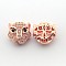 Brass Micro Pave Cubic Zirconia Leopard Beads, Cadmium Free & Nickel Free & Lead Free, Rose Gold, 11.5x11.5x7mm, Hole: 1mm