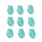 Plating Opaque Acrylic Beads, Metal Enlaced, Tulip, Turquoise, 16x11.5x7mm, Hole: 2mm, about 670pcs/500g