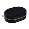 Italian Velvet Double Layers Jewelry Set Storage Zipper Boxes, Oval Jewelry Organizer Case for Earrings, Rings, Bracelets, Black, 15x10.5x4cm