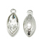 Alloy Glass Pendants, Faceted, Horse Eye, Platinum, Clear, 20x9x5mm, Hole: 1.5mm